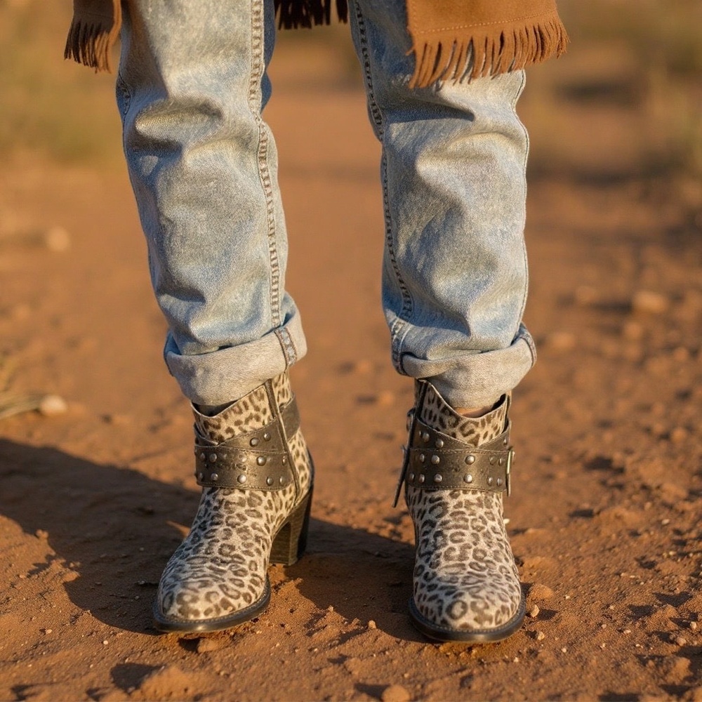 Lane Leopard Print Suede Ankle Booties. - Picture 5 of 17